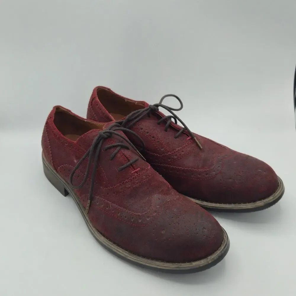 Kenneth Cole Reaction Rogue Trip Men's Size 10.5 Oxblood Red Suede Wingtip